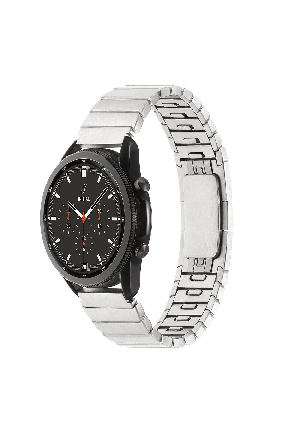 Galaxy Watch 46mm Uyumlu KRD-82 22mm Metal BSAY Kordon-Gri Gümüş