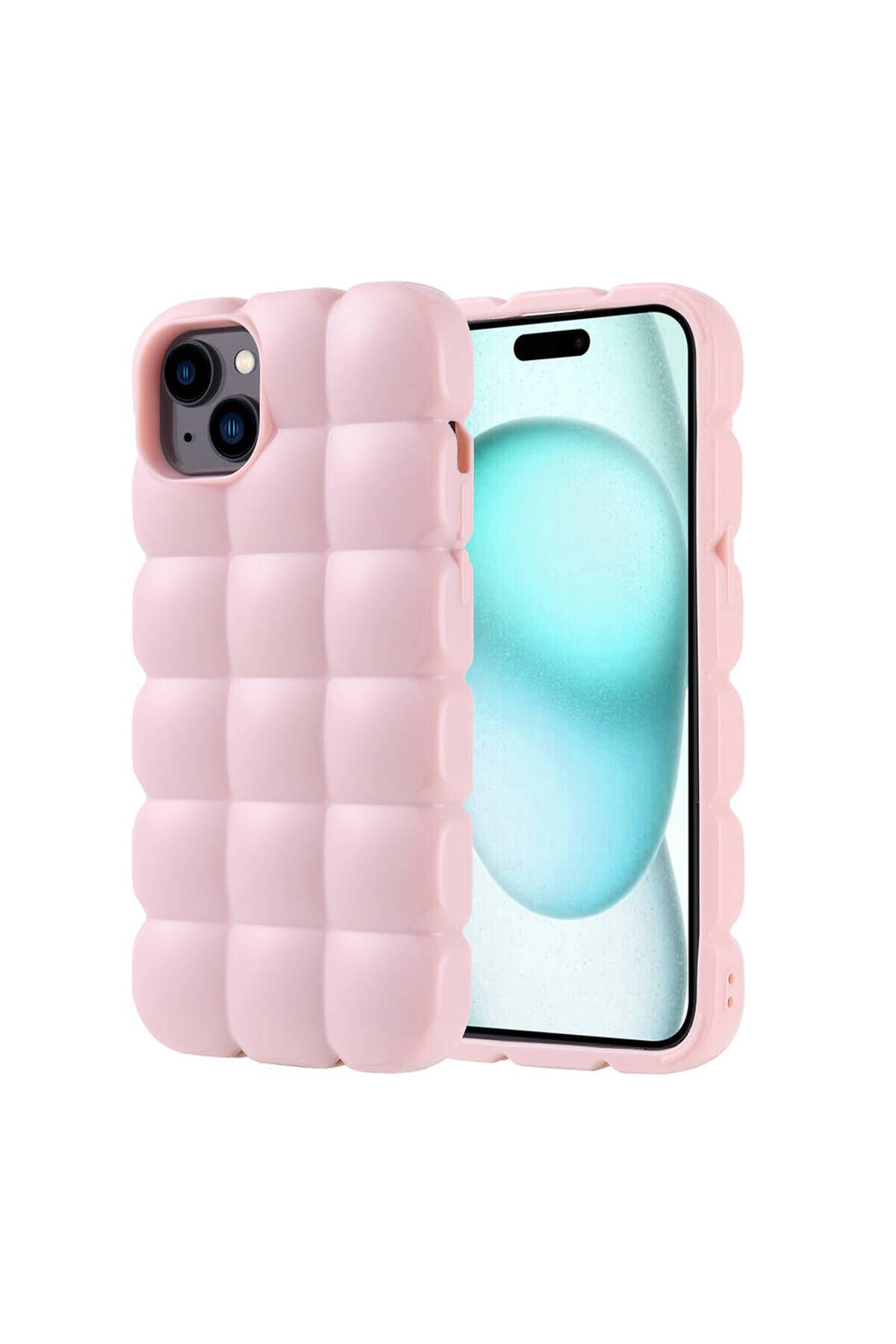 iPhone 15 Plus Kılıf Parlak Esnek Silikon BSAY Dom Dom Kapak - Pembe