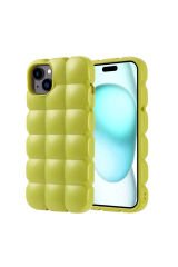 iPhone 15 Plus Kılıf Parlak Esnek Silikon BSAY Dom Dom Kapak - Pembe
