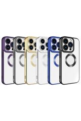 iPhone 15 Pro Uyumlu Kamera Korumalı Logo Gösteren BSAY Omega Kılıf-Midnight Midnight