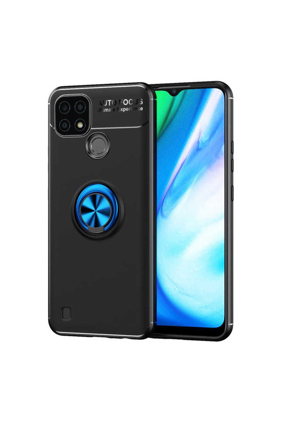 Realme C25 Kılıf BSAY Ravel Silikon Kapak - Siyah-Kırmızı Siyah-Rose Gold