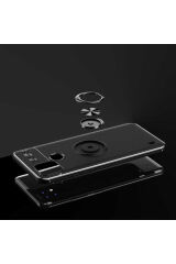 Realme C25 Kılıf BSAY Ravel Silikon Kapak - Siyah-Kırmızı Siyah-Rose Gold