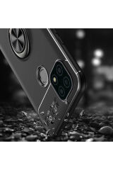 Realme C25 Kılıf BSAY Ravel Silikon Kapak - Siyah-Kırmızı Siyah-Rose Gold