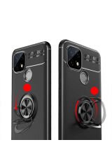 Realme C25 Kılıf BSAY Ravel Silikon Kapak - Siyah-Kırmızı Siyah-Rose Gold