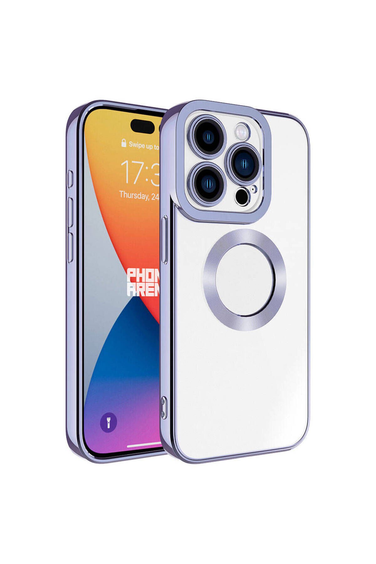 iPhone 15 Pro Uyumlu Kamera Korumalı Logo Gösteren BSAY Omega Kılıf-Midnight Lila