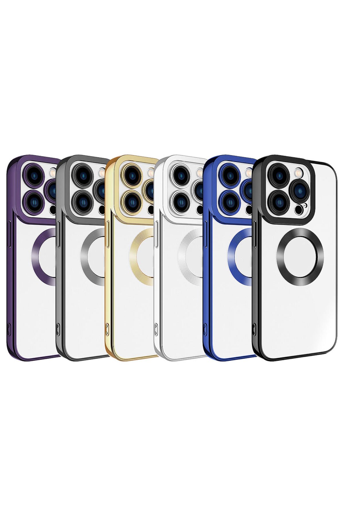 iPhone 15 Pro Uyumlu Kamera Korumalı Logo Gösteren BSAY Omega Kılıf-Midnight Lila