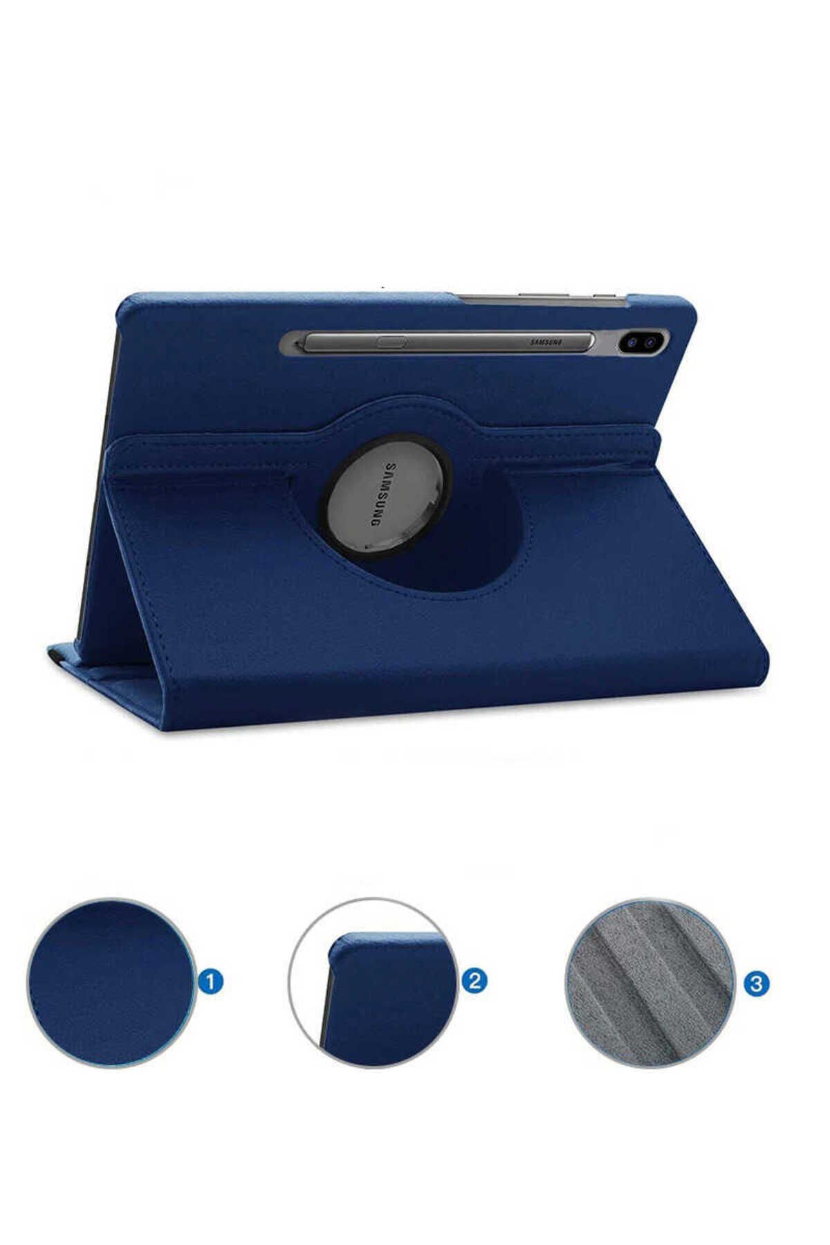 Galaxy Tab S7 FE LTE (T737-T736-T733-T730) Uyumlu BSAY Dönebilen Standlı Kılıf-Kırmızı Mavi