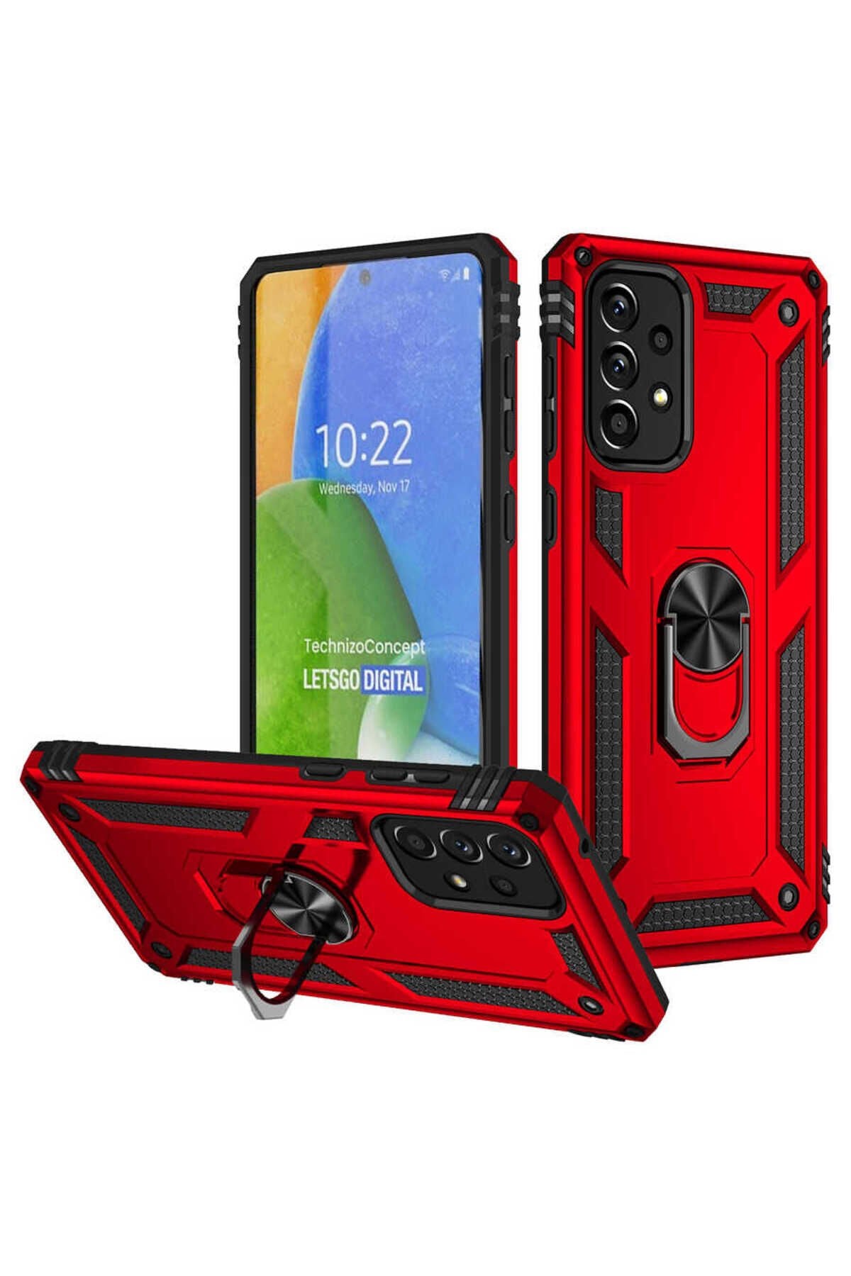 Galaxy A73 Kılıf BSAY Vega Kapak - Siyah Kırmızı