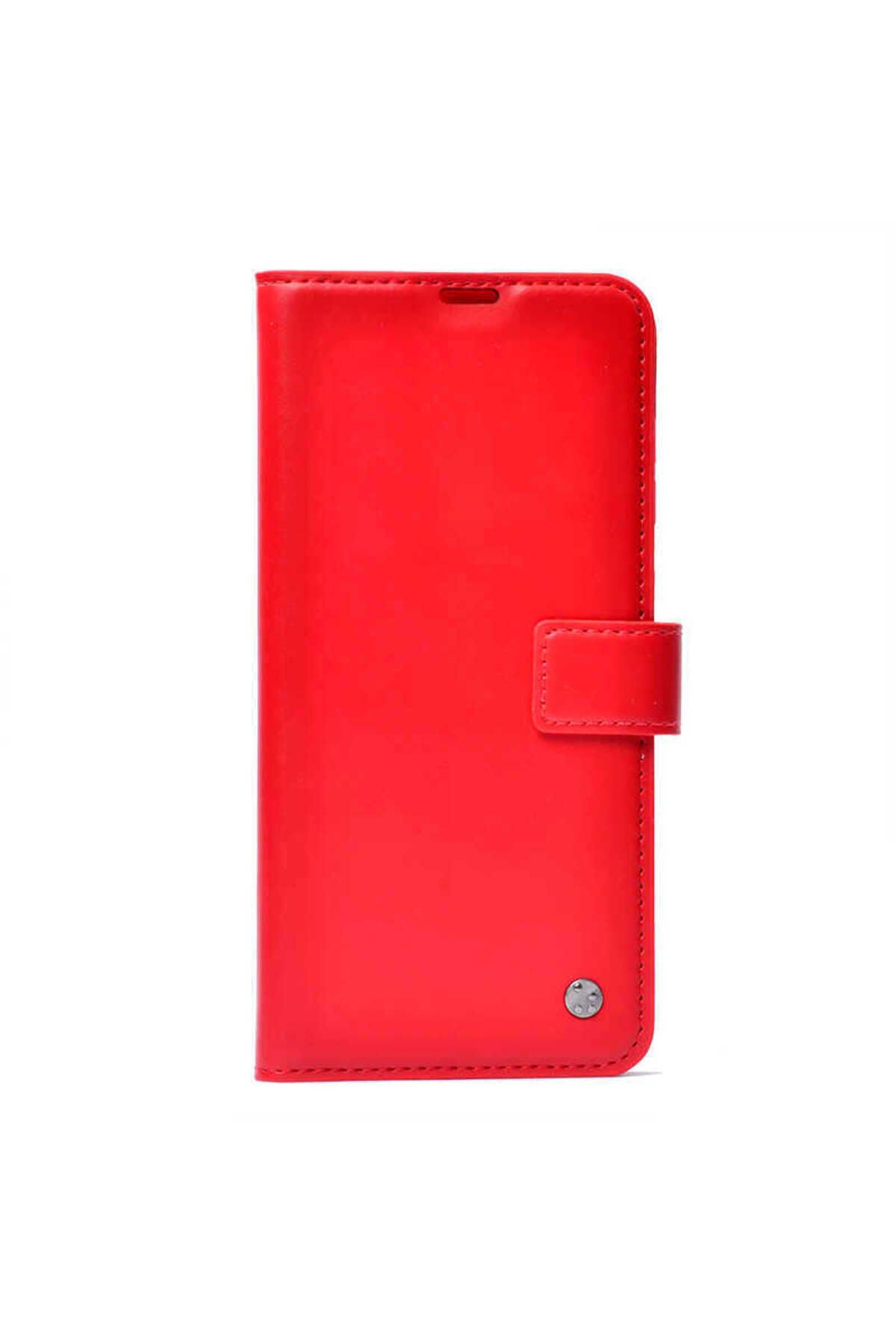 Tecno Camon 16 Kılıf BSAY Kar Deluxe Kapaklı Kılıf - Siyah Kırmızı