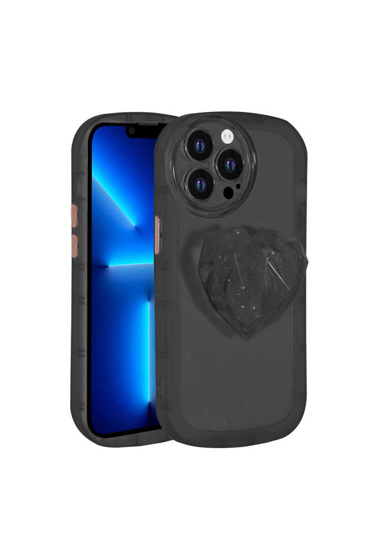 iPhone 12 Pro Max Uyumlu Kamera Korumalı Pop Soketli Renkli BSAY Ofro Kılıf-Sarı Siyah