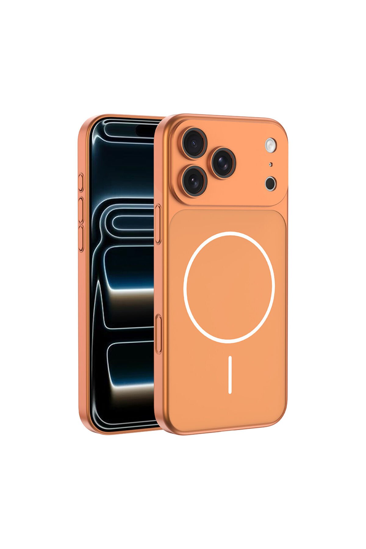iPhone 17 Pro Kılıf BSAY M-Safe Şarj Özellikli Kamera Korumalı Spark Kapak - Turuncu Turuncu