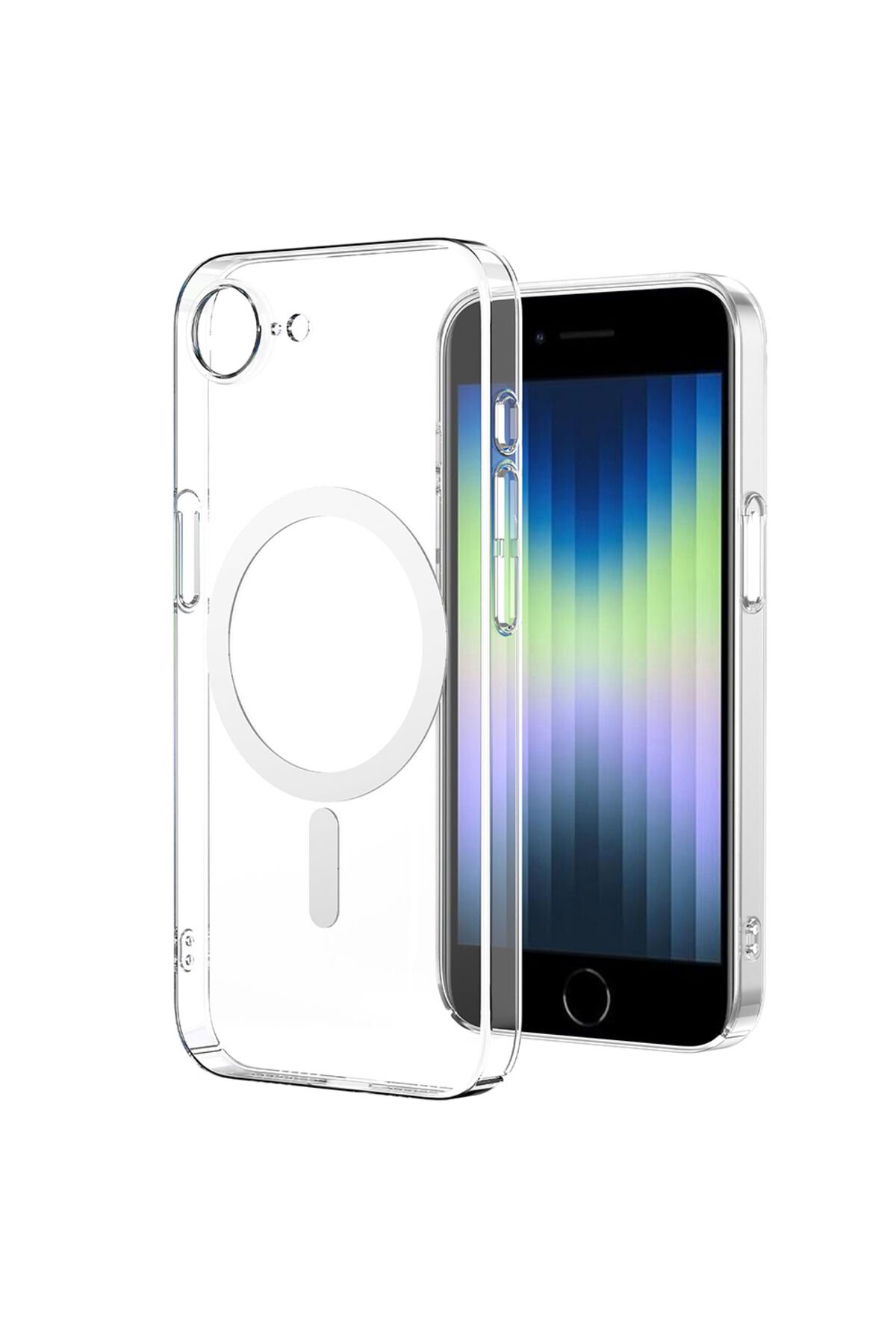 iPhone 17E Kılıf BSAY M-safe Şarj Özellikli Şeffaf Kamera Çerçeveli Porto Kapak - Şeffaf Şeffaf