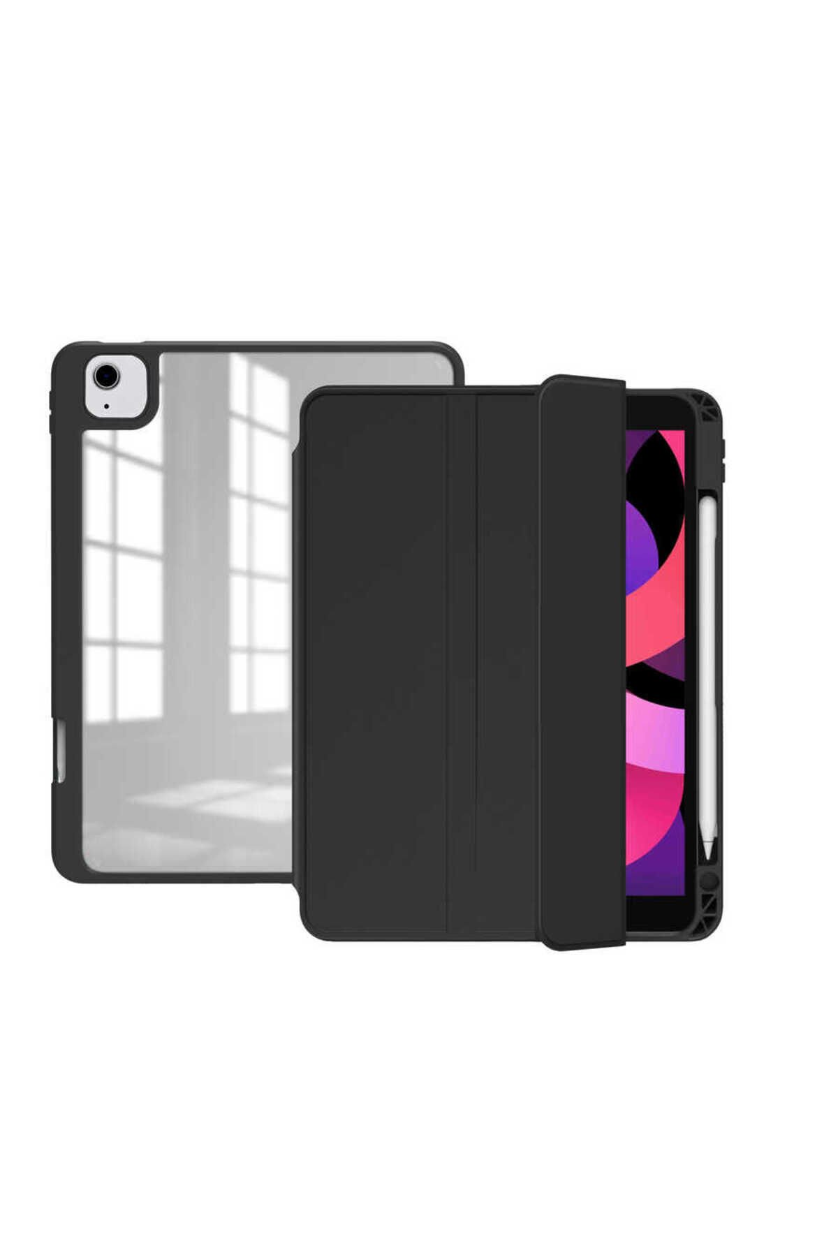 iPad Air 11 2025 M3 Kılıf BSAY Nort Arkası Şeffaf Standlı Kılıf - Pembe Pembe
