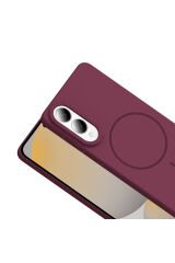 Galaxy S25 Edge Kılıf M-safe Şarj Özellikli BSAY Ruby Sert Kapak - Mürdüm Lacivert