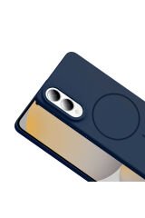 Galaxy S25 Edge Kılıf M-safe Şarj Özellikli BSAY Ruby Sert Kapak - Mürdüm Lacivert