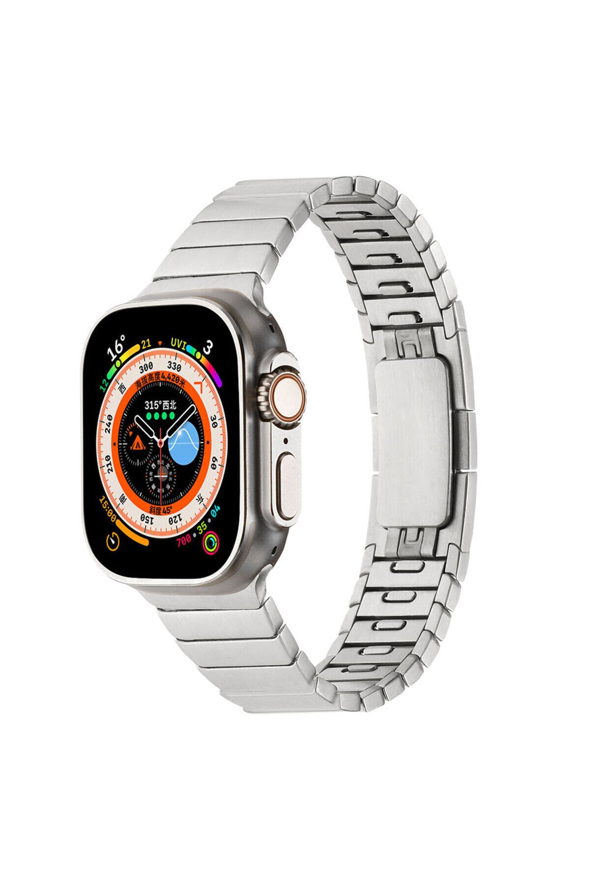 Watch 7 41mm Uyumlu KRD-82 Metal BSAY Kordon-Gümüş Gri