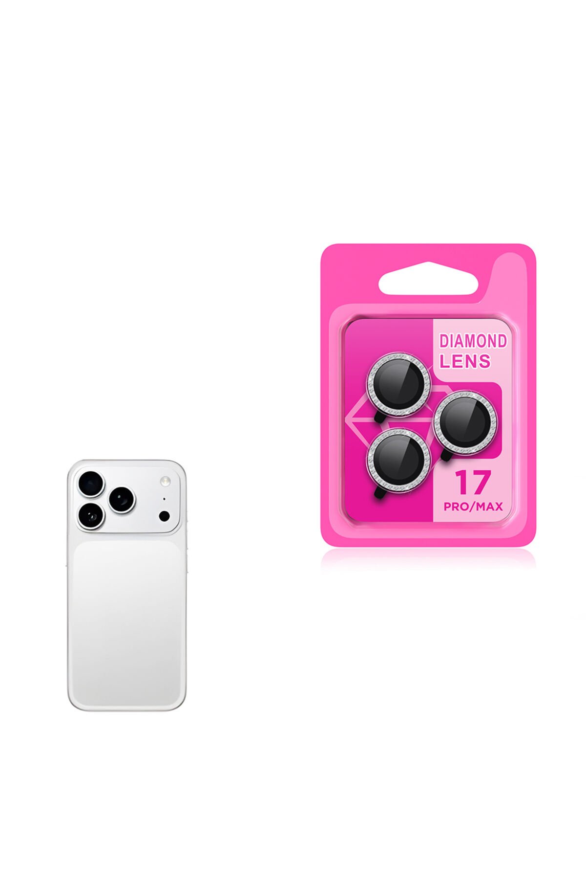 iPhone 17 Pro Max CL-06 Kamera Lens Koruyucu - Titanyum-Gümüş
