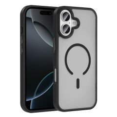 iPhone 17 Kılıf M-safe Şarj Özellikli Mat Arka Yüzey Zore Sio Kılıf Siyah