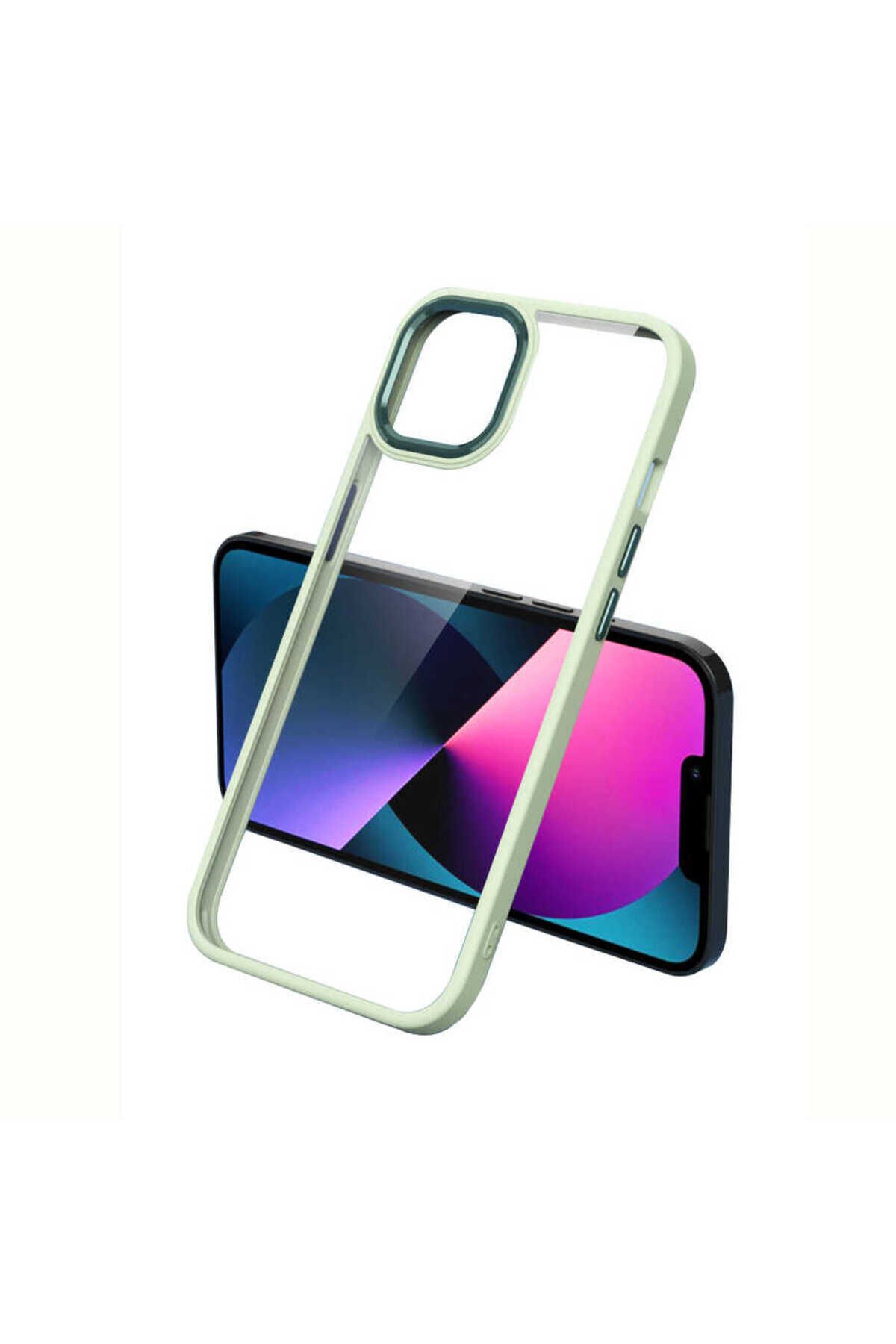 iPhone 11 Uyumlu BSAY Krom Kılıf-Lila Açık Yeşil