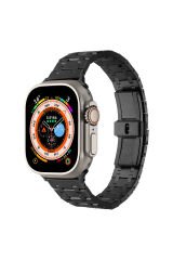 Watch Ultra 49mm Uyumlu KRD-83 Metal BSAY Kordon-Siyah Siyah