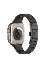 Watch Ultra 49mm Uyumlu KRD-83 Metal BSAY Kordon-Siyah Siyah