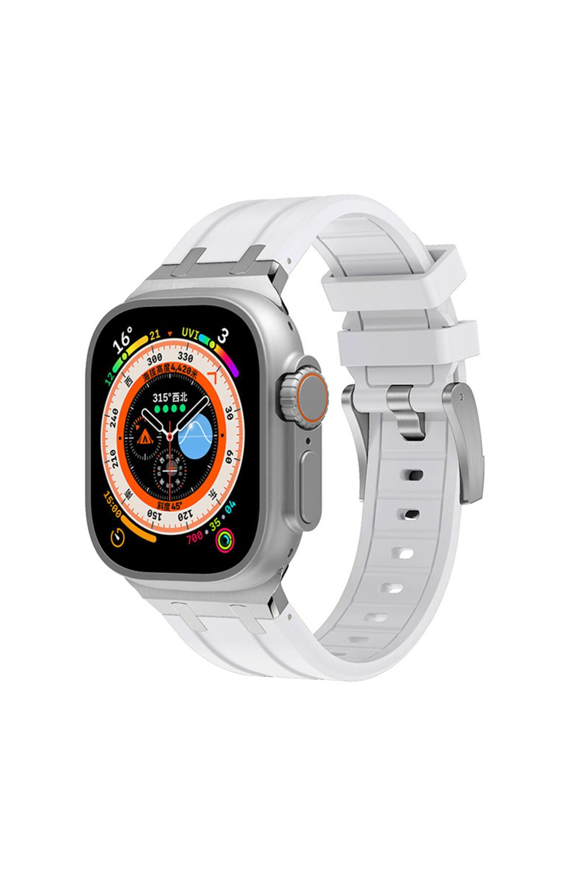 Watch 42mm Uyumlu KRD-89 Uyumlu BSAY Kordon-Beyaz Beyaz