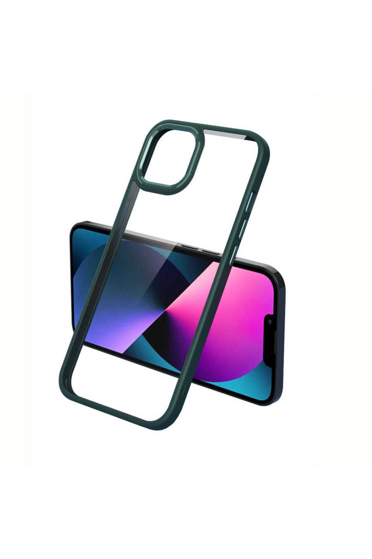 iPhone 11 Uyumlu BSAY Krom Kılıf-Lila Koyu Yeşil