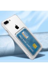 iPhone 7 Plus Kılıf Kartlıklı Şeffaf BSAY Setra Clear Silikon Kapak - Renksiz Renksiz