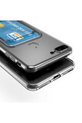 iPhone 7 Plus Kılıf Kartlıklı Şeffaf BSAY Setra Clear Silikon Kapak - Renksiz Renksiz