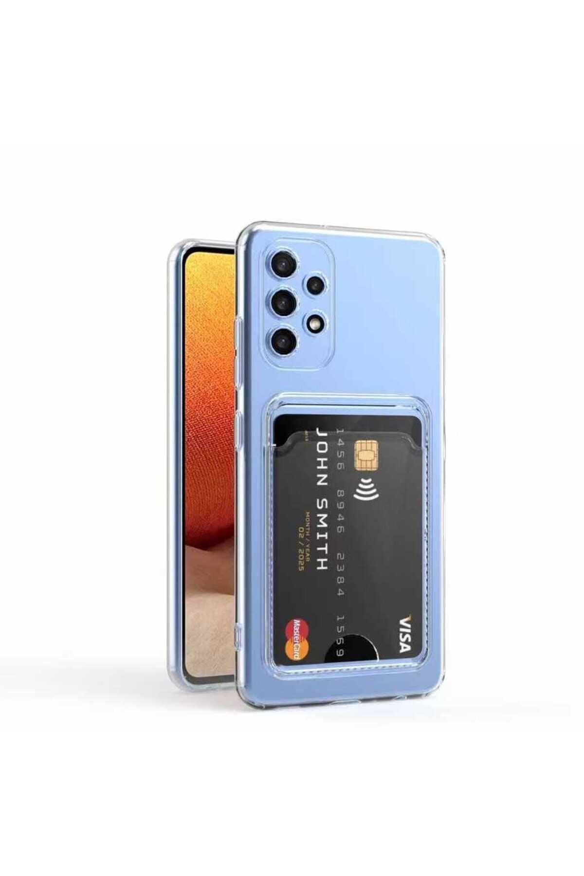 Galaxy A32 4G Kılıf Kartlıklı Şeffaf BSAY Setra Clear Silikon Kapak - Renksiz Renksiz