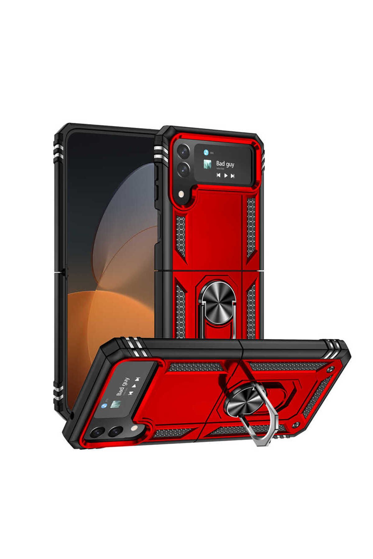 Galaxy Z Flip 4 Uyumlu BSAY Vega Kılıf-Kırmızı Kırmızı