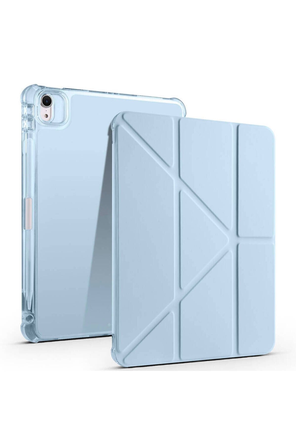 iPad Air 11 2025 M3 Kılıf BSAY Tri Folding Kalem Bölmeli Standlı Kılıf - Siyah Mavi