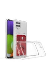 Galaxy A22 4G Kılıf Kartlıklı Şeffaf BSAY Setra Clear Silikon Kapak - Renksiz Renksiz