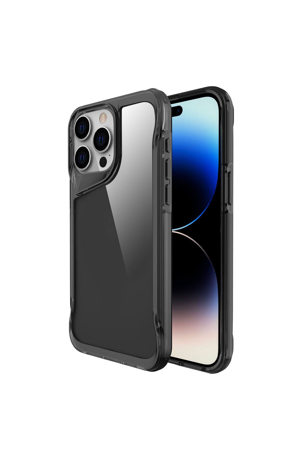 iPhone 15 Pro Max Uyumlu BSAY T-Max Kılıf-Renksiz Koyu Gri