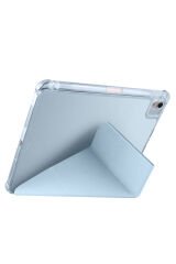 iPad Air 11 2025 M3 Kılıf BSAY Tri Folding Kalem Bölmeli Standlı Kılıf - Siyah Açık Yeşil