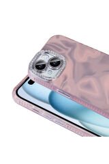 iPhone 15 Plus Kılıf Airbagli Parlak Taş Detay Tasarımlı BSAY Esila Kapak - Pembe